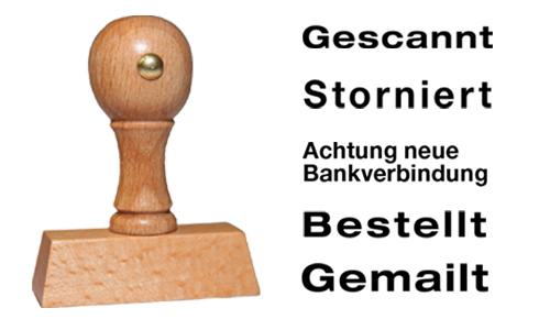 Holzstempel mit Lagertexten