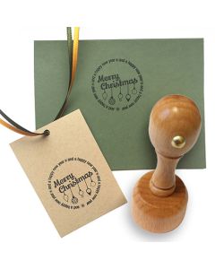 Kreativstempel aus Holz mit Weihnachtsmotiv rund  