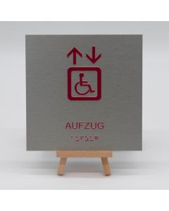 Braille Schild Aufzug Barrierefrei mit Piktogramm  