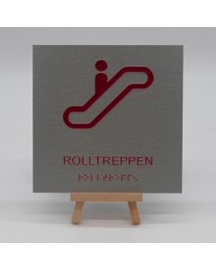 Braille Orientierungsschild Rolltreppen mit Piktogramm  