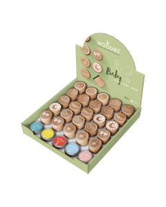 Colop WOODIES Display Baby mit 25 Stempeln und 5 Kissen  