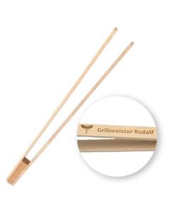 Grillzange Holz mit Gravur   