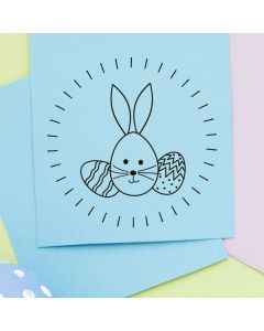 Runder Osterstempel 22 Holz Hase mit Ostereiern  