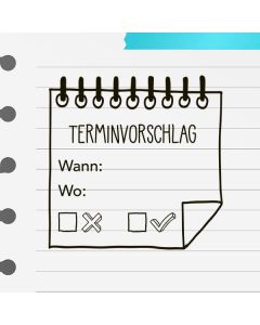 Holzstempel mit Abdruck Terminvorschlag  