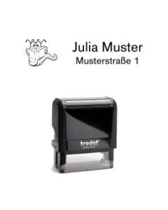 Trodat Printy individueller Schulstempel Nr. 20 Bücherwurm SCHWARZ BLAU