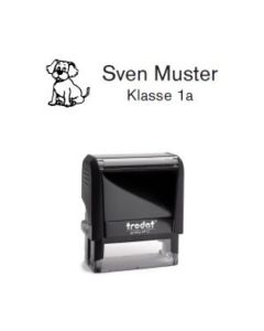 Trodat Printy individueller Schulstempel Nr. 22 Hund SCHWARZ BLAU
