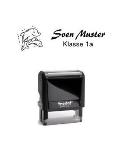 Trodat Printy individueller Schulstempel Nr. 23 Delfine SCHWARZ BLAU