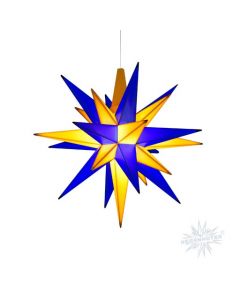 Edition Oberlausitz - Herrnhuter Stern blau-gelb  ca. 13 cm mit LED  