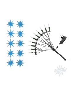 Sternenkette blau mit 10 Herrnhuter Sternen a 13 cm LED  