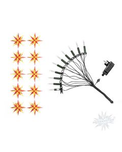 Sternenkette gelb-rot mit 10 Herrnhuter Sternen a 13 cm LED  