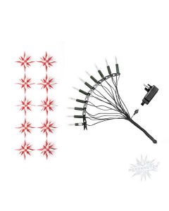 Sternenkette weiss-rot mit 10 Herrnhuter Sternen a 13 cm LED  