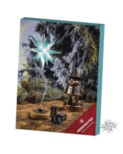 Herrnhuter Adventskalender mit Bastelstern türkis-weiß