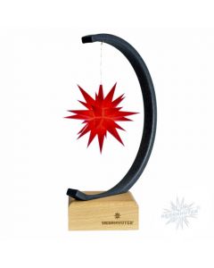 Sternenbogen aus Metall anthrazit-glitter mit einem Herrnhuter Stern 13 cm rot  
