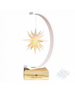 Sternenbogen aus Metall weiß-glitter mit einem Herrnhuter Stern 13 cm weiß  