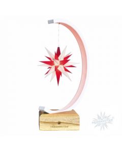 Sternenbogen aus Metall weiß-glitter mit einem Herrnhuter Stern 13 cm weiß-rot  