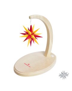 Sternenbogen aus Holz Buche natur mit einem Herrnhuter Stern 13 cm gelb-rot  