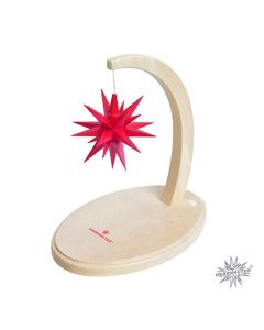 Sternenbogen aus Holz Buche natur mit einem Herrnhuter Stern 13 cm rot  