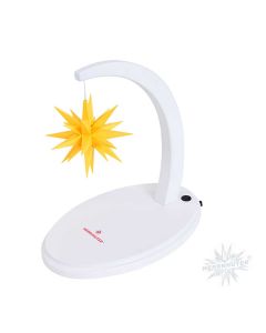 Sternenbogen aus Holz weiß lackiert mit einem Herrnhuter Stern 13 cm gelb  