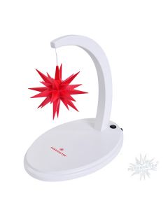 Sternenbogen aus Holz weiß lackiert mit einem Herrnhuter Stern 13 cm rot  