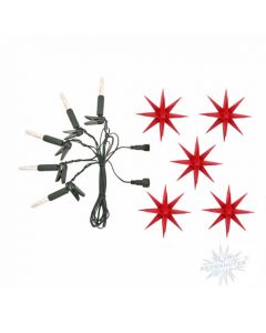 Kurzkette/ Erweiterung für Sternenkette rot mit 5 Herrnhuter Sternen a 13 cm