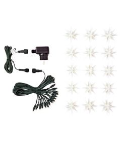 Miniatur Sternenkette weiß mit 15 Herrnhuter Sternen a 8 cm  