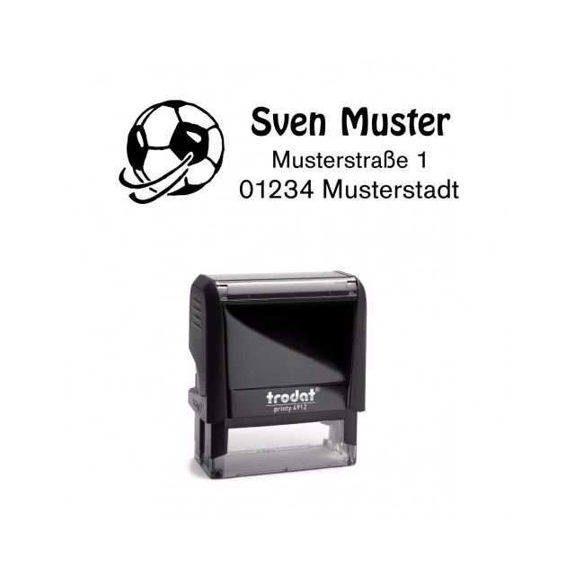 Trodat Printy individueller Schulstempel Nr. 2 fliegender Fußball SCHWARZ BLAU