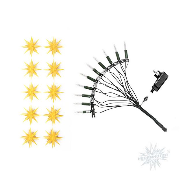 Sternenkette gelb mit 10 Herrnhuter Sternen a 13 cm LED  