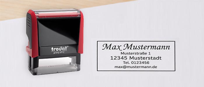 Musterabdruck Trodat Printy 4912 bei einer Abdruckfläche von 47x18 mm